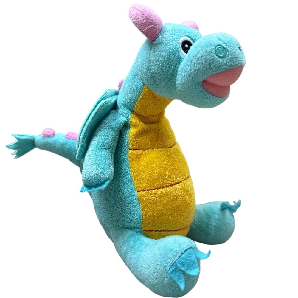 Kids Empire Blue Dragon Plush Stuffed Animal MHP60 Turquoise Yellow Pink 10 Inch